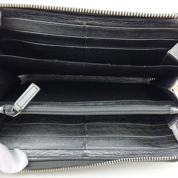 Authenticity guaranteed SAINT LAURENT Long Wallet Y Mail Leather USED - Picture 7 of 9